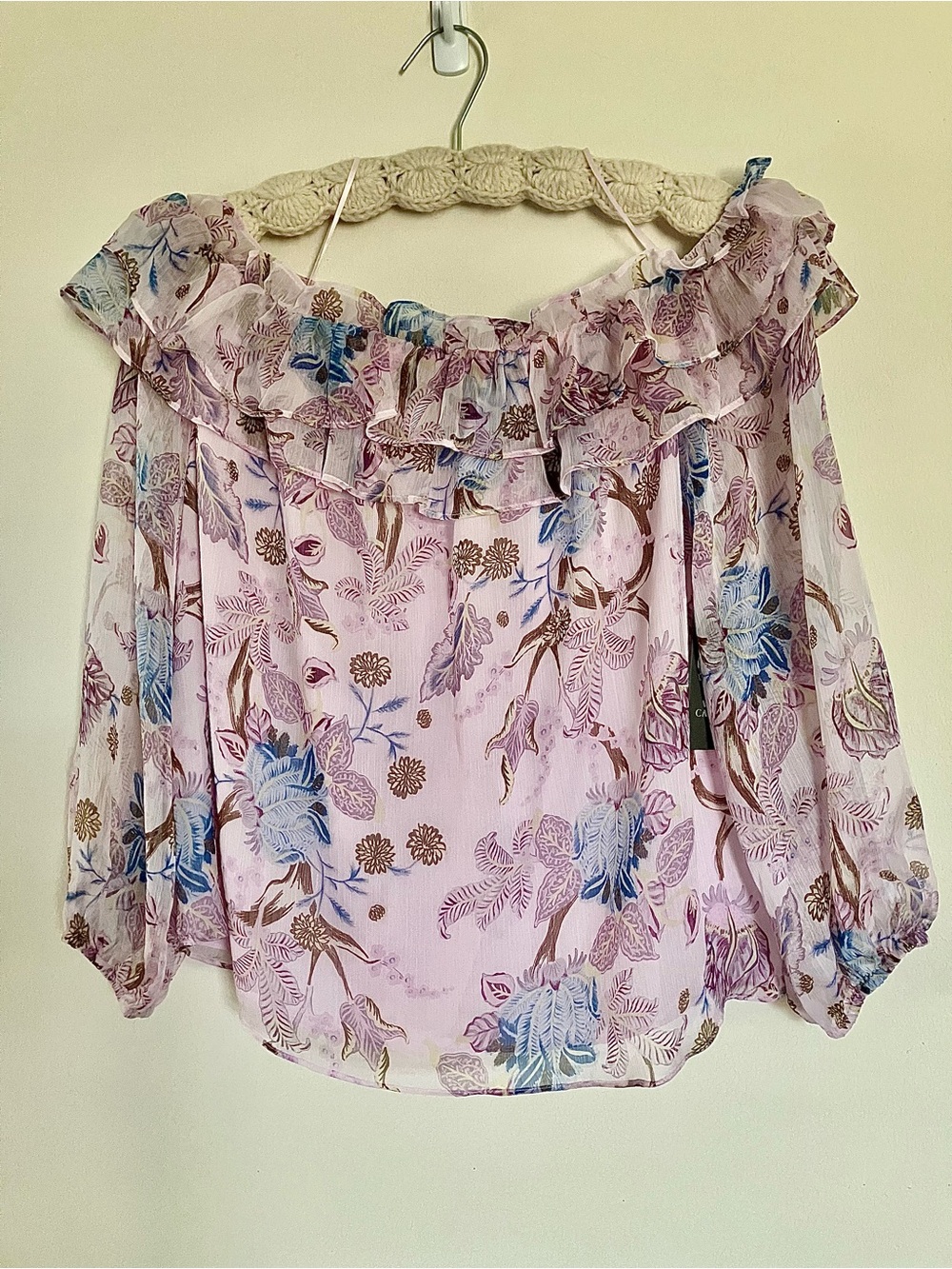 Vince Camuto Mystic Blooms Off-Shoulder Ruffle Blouse
